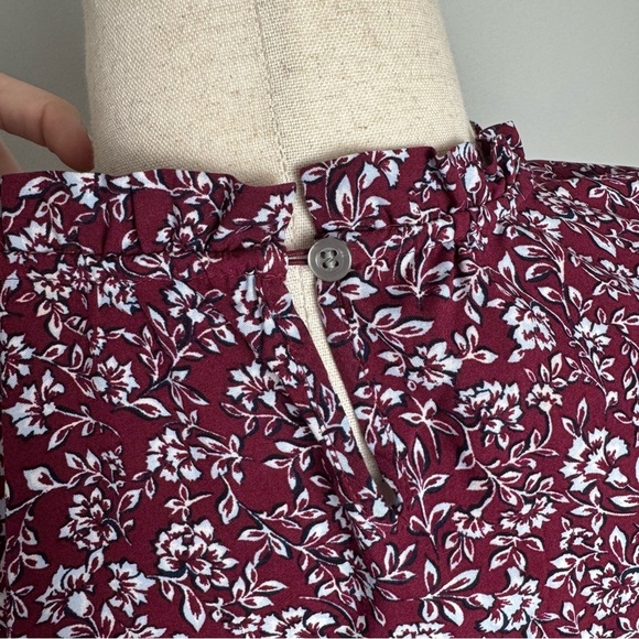 J. Crew Floral Burgundy Blouse - Picture 3 of 7